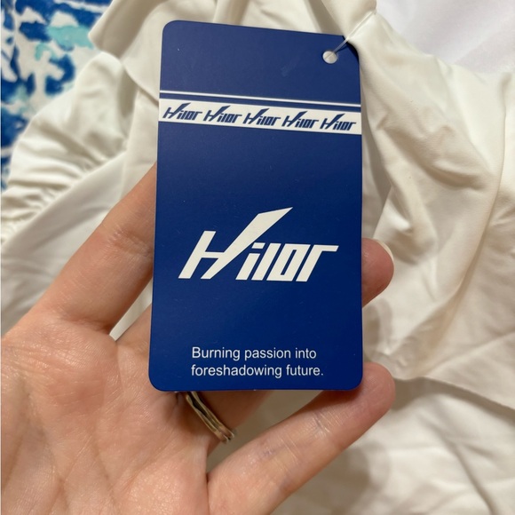 One shoulder white ruffle one piece swimsuit, size 8 - Picture 4 of 5